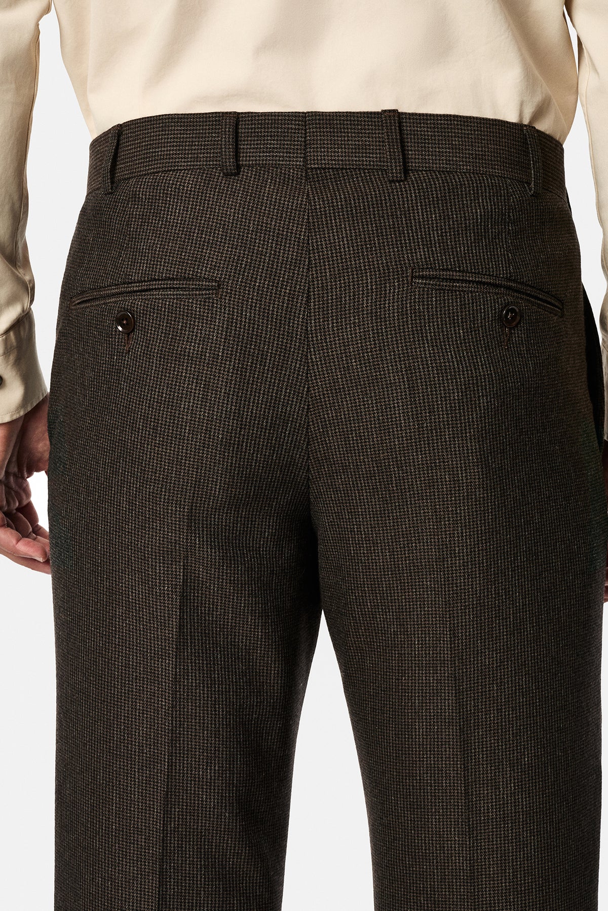 Orta Kahve 6 Drop Regular Fit Armürlü Yünlü Klasik Pantolon