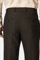 Orta Kahve 6 Drop Regular Fit Armürlü Yünlü Klasik Pantolon