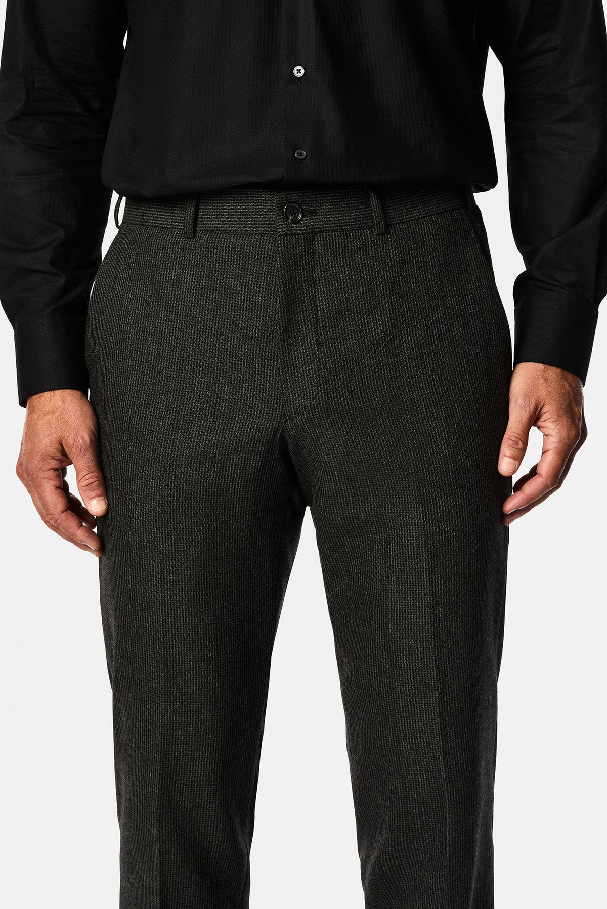 Koyu Antrasit 6 Drop Regular Fit Armürlü Yünlü Klasik Pantolon