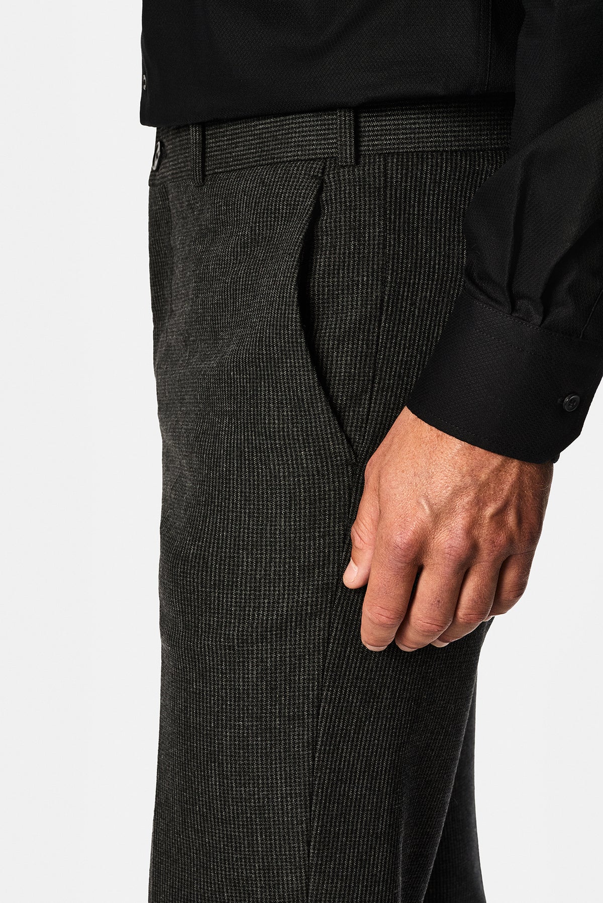 Koyu Antrasit 6 Drop Regular Fit Armürlü Yünlü Klasik Pantolon