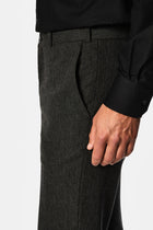 Koyu Antrasit 6 Drop Regular Fit Armürlü Yünlü Klasik Pantolon