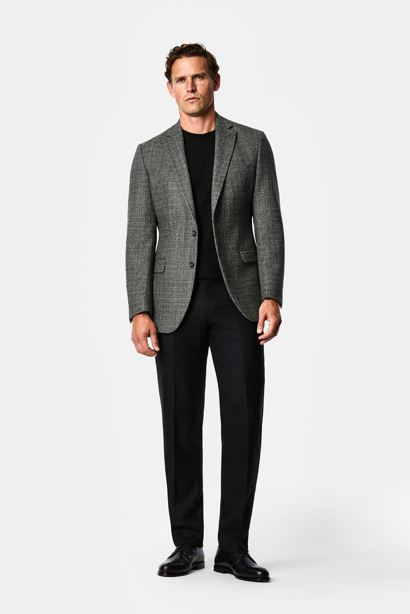 Siyah 6 Drop Regular Fit Düz Yün Klasik Pantolon