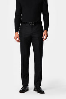 Siyah 6 Drop Regular Fit Düz Yün Klasik Pantolon
