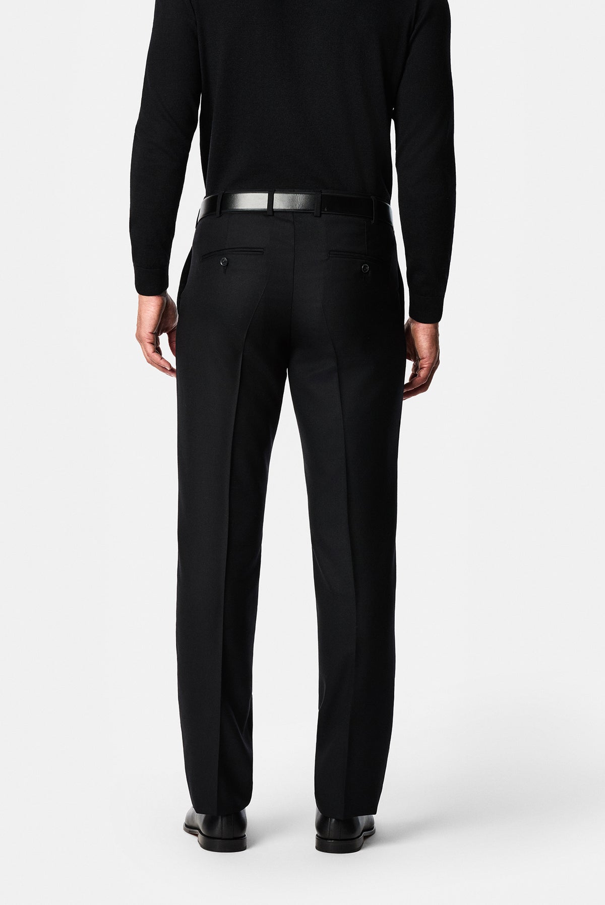 Siyah 6 Drop Regular Fit Düz Yün Klasik Pantolon