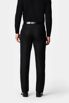 Siyah 6 Drop Regular Fit Düz Yün Klasik Pantolon