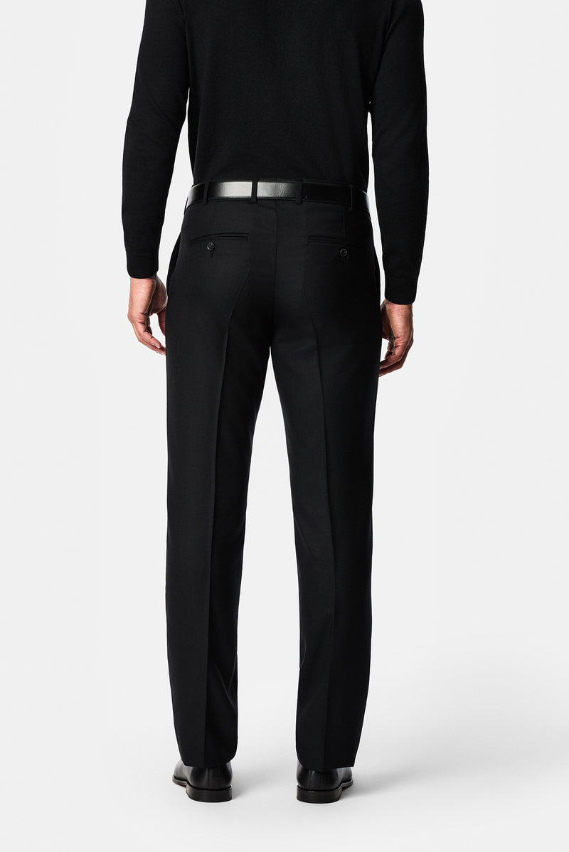Siyah 6 Drop Regular Fit Düz Yün Klasik Pantolon