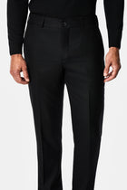 Siyah 6 Drop Regular Fit Düz Yün Klasik Pantolon