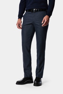 Koyu Lacivert 7 Drop Slim Fit Armürlü Yünlü Klasik Pantolon
