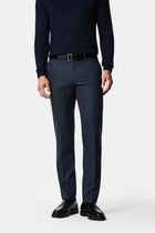 Koyu Lacivert 7 Drop Slim Fit Armürlü Yünlü Klasik Pantolon