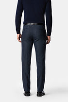 Koyu Lacivert 7 Drop Slim Fit Armürlü Yünlü Klasik Pantolon