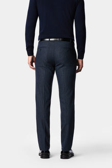 Koyu Lacivert 7 Drop Slim Fit Armürlü Yünlü Klasik Pantolon