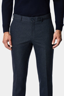 Koyu Lacivert 7 Drop Slim Fit Armürlü Yünlü Klasik Pantolon