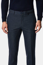 Koyu Lacivert 7 Drop Slim Fit Armürlü Yünlü Klasik Pantolon