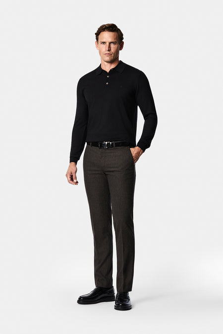 Orta Kahve 7 Drop Slim Fit Armürlü Yünlü Klasik Pantolon