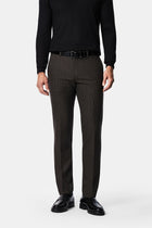 Orta Kahve 7 Drop Slim Fit Armürlü Yünlü Klasik Pantolon
