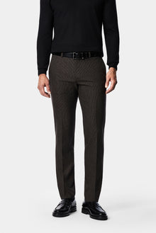 Orta Kahve 7 Drop Slim Fit Armürlü Yünlü Klasik Pantolon