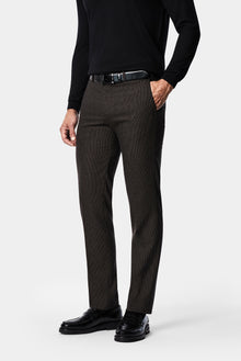 Orta Kahve 7 Drop Slim Fit Armürlü Yünlü Klasik Pantolon