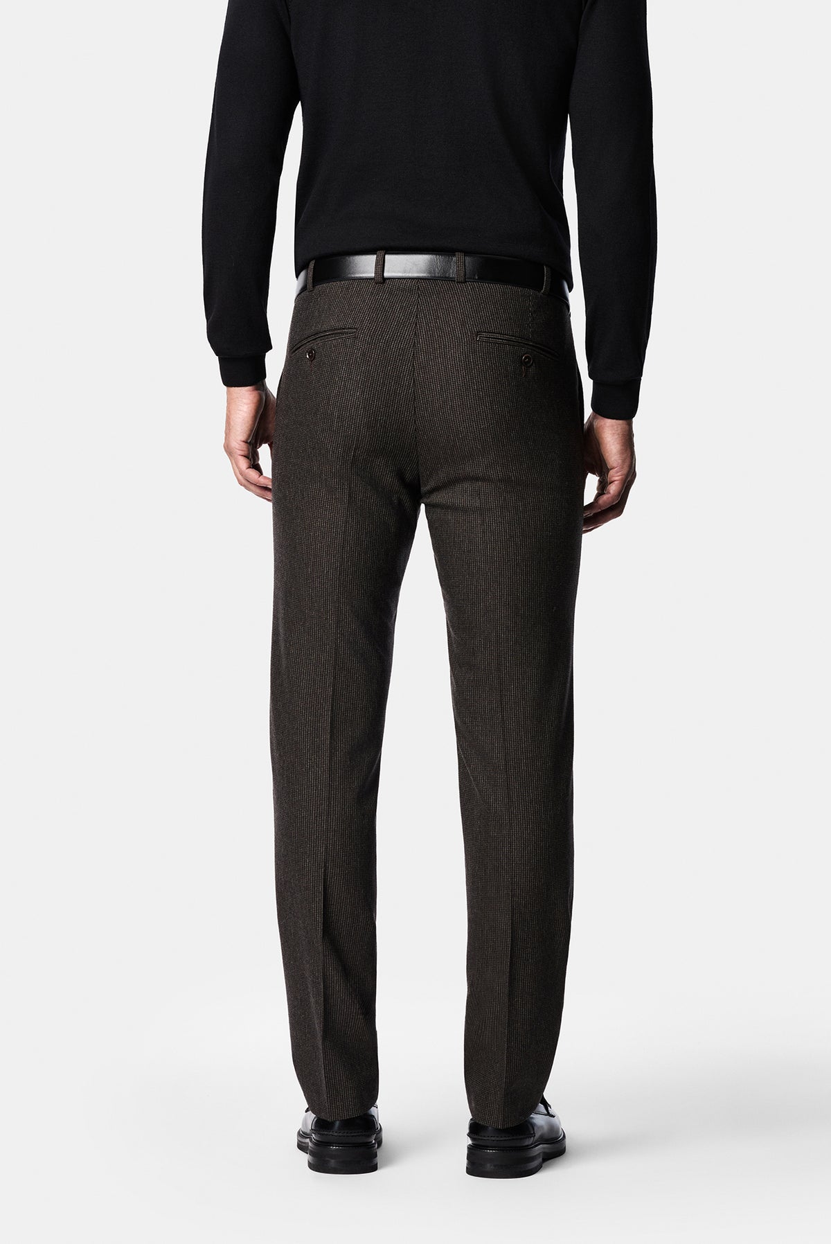 Orta Kahve 7 Drop Slim Fit Armürlü Yünlü Klasik Pantolon