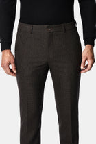 Orta Kahve 7 Drop Slim Fit Armürlü Yünlü Klasik Pantolon