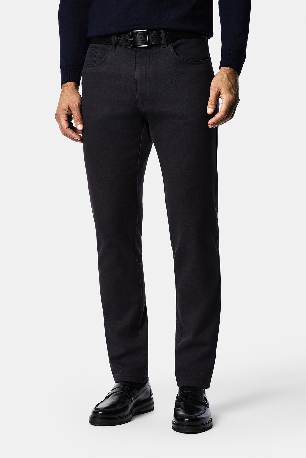 Koyu Füme Slim Fit Dar Kesim Lyocell Karışımlı 5 Cep Kanvas / Chino Pantolon