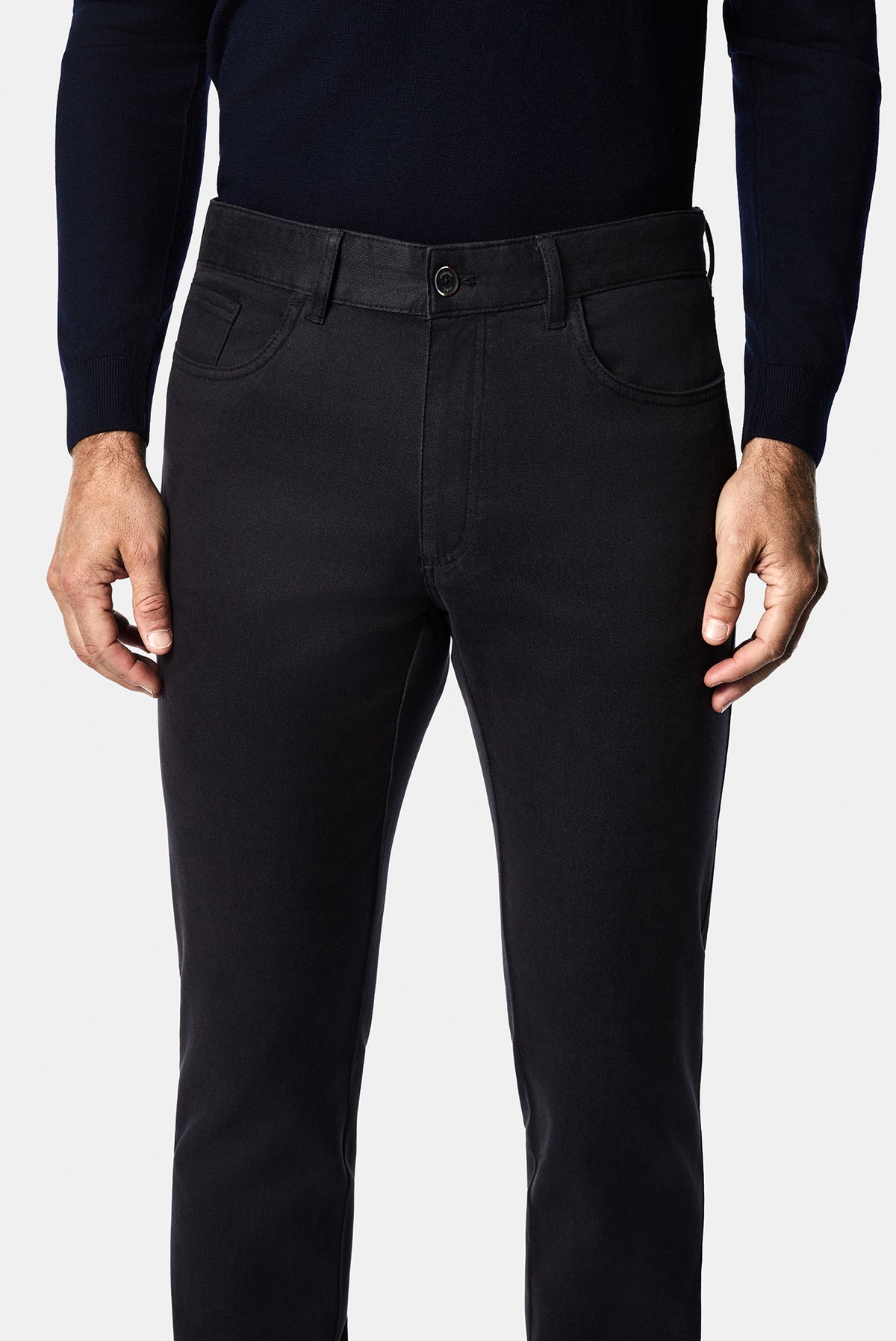 Koyu Füme Slim Fit Dar Kesim Lyocell Karışımlı 5 Cep Kanvas / Chino Pantolon
