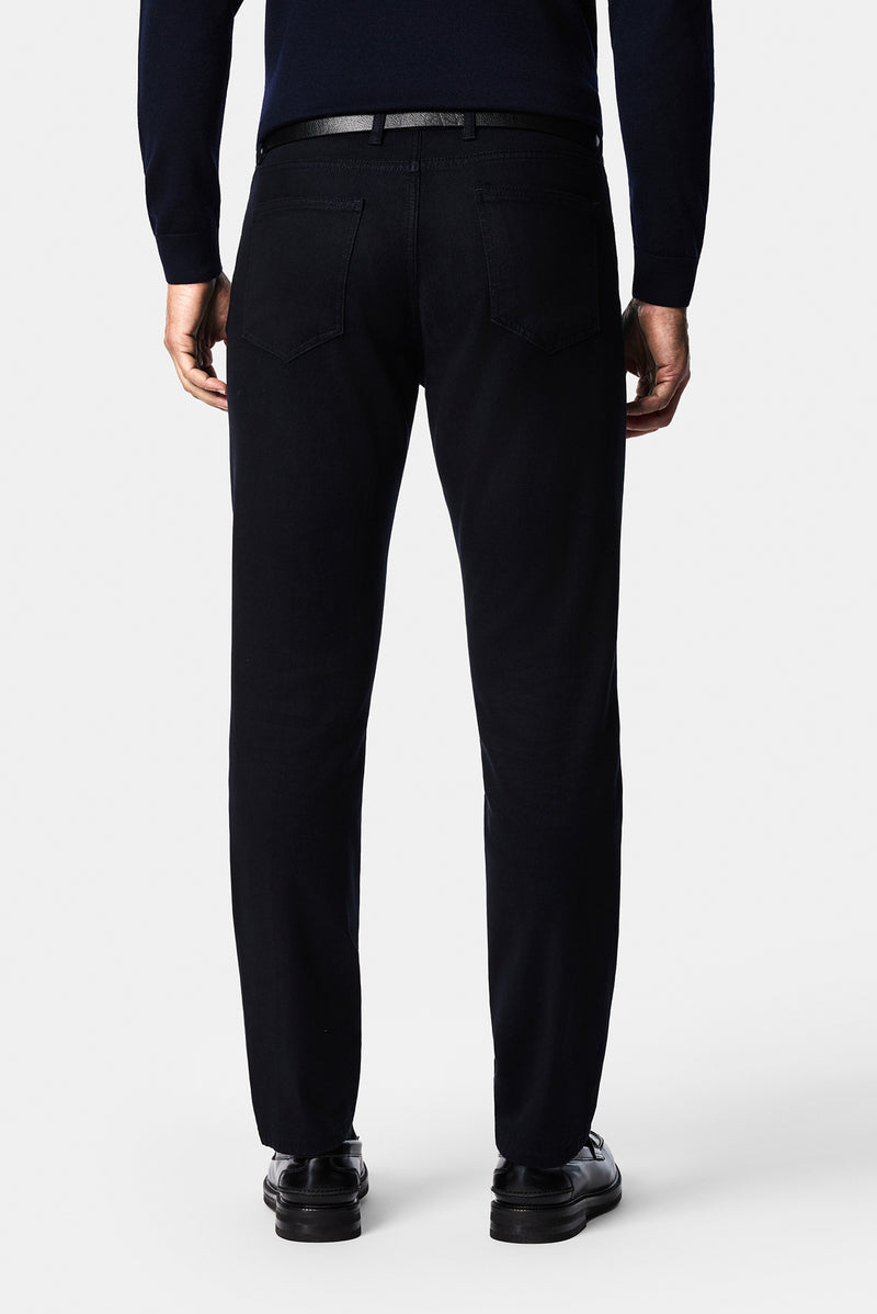 Koyu Lacivert Slim Fit Dar Kesim Lyocell Karışımlı 5 Cep Kanvas / Chino Pantolon