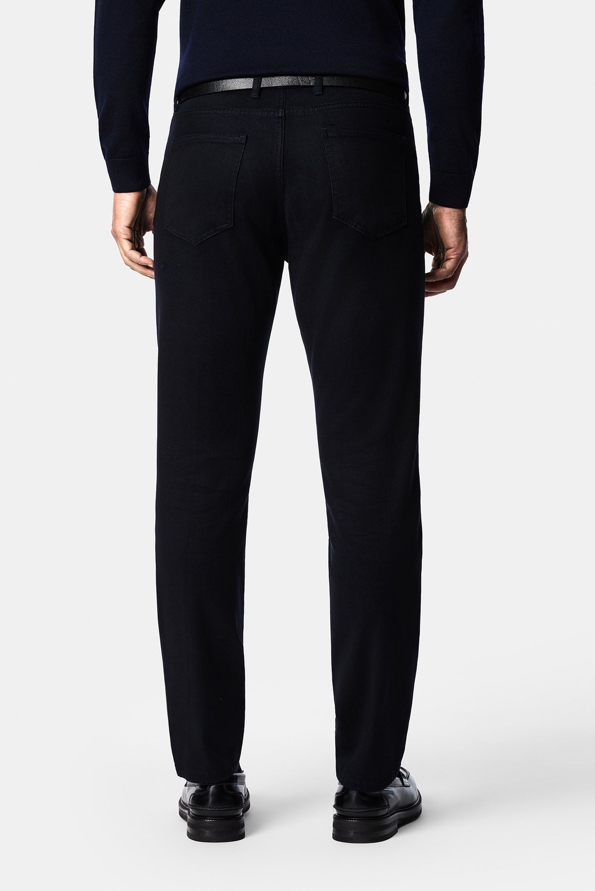 Koyu Lacivert Slim Fit Dar Kesim Lyocell Karışımlı 5 Cep Kanvas / Chino Pantolon