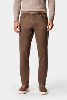Koyu Bej Slim Fit Dar Kesim Lyocell Karışımlı 5 Cep Kanvas / Chino Pantolon