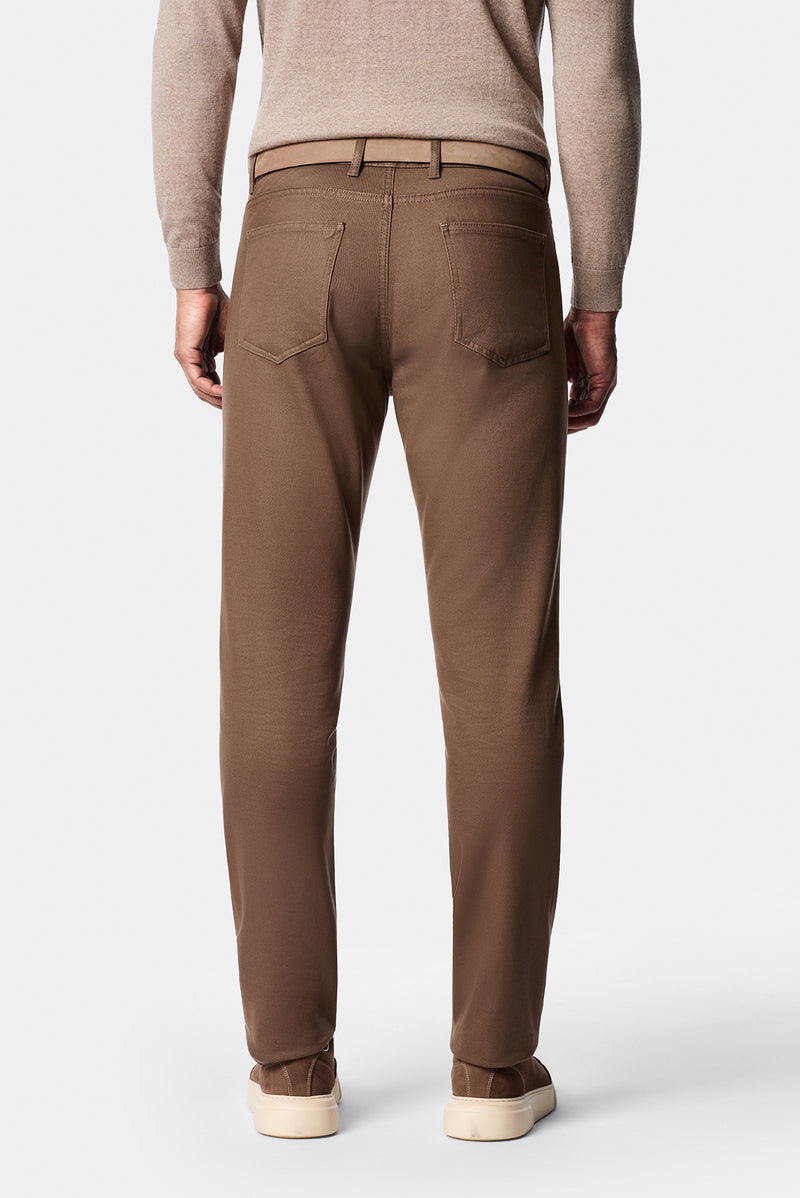 Koyu Bej Slim Fit Dar Kesim Lyocell Karışımlı 5 Cep Kanvas / Chino Pantolon