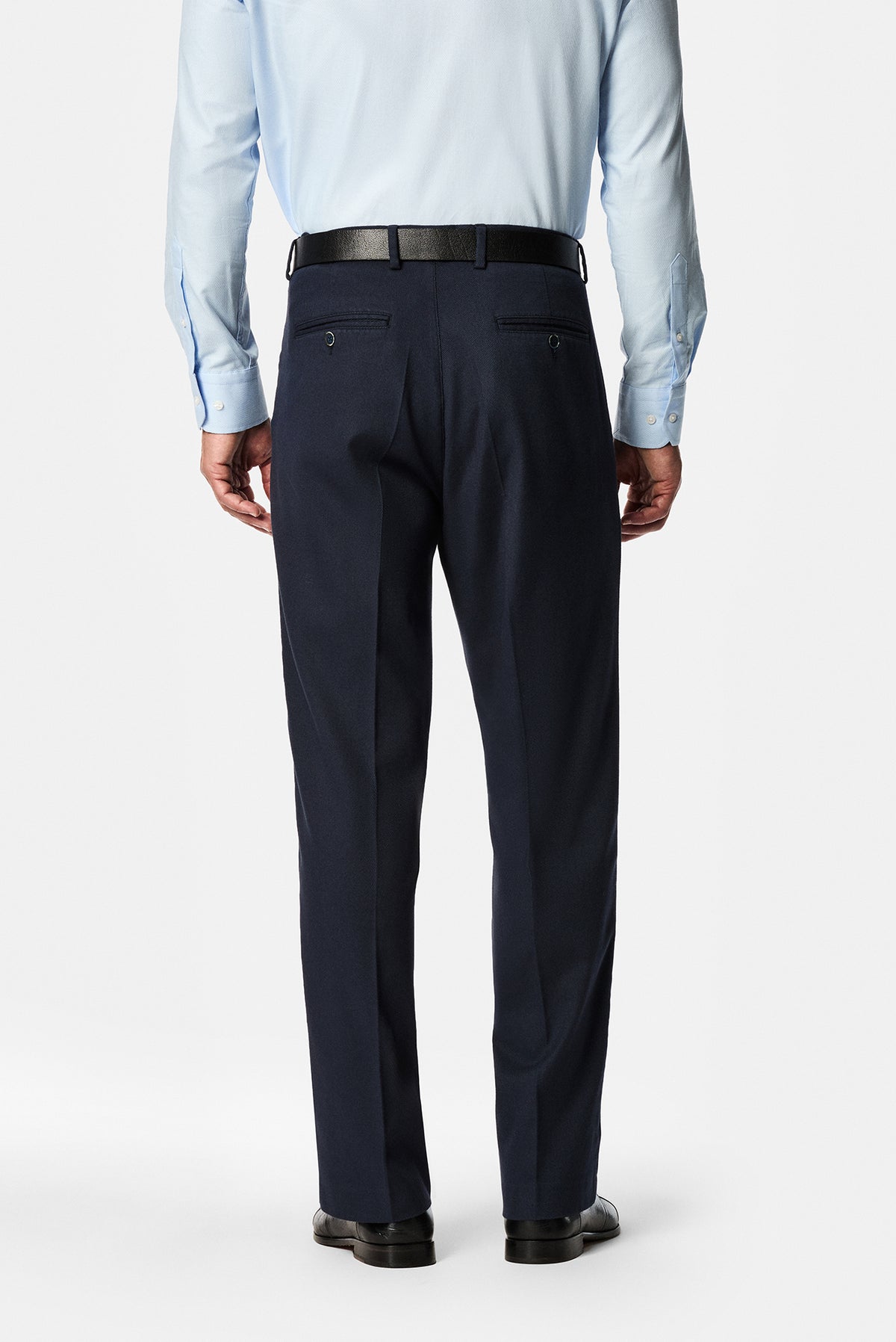 Koyu Lacivert Straight Wide Leg Modal Karışımlı Pileli Desenli Pantolon