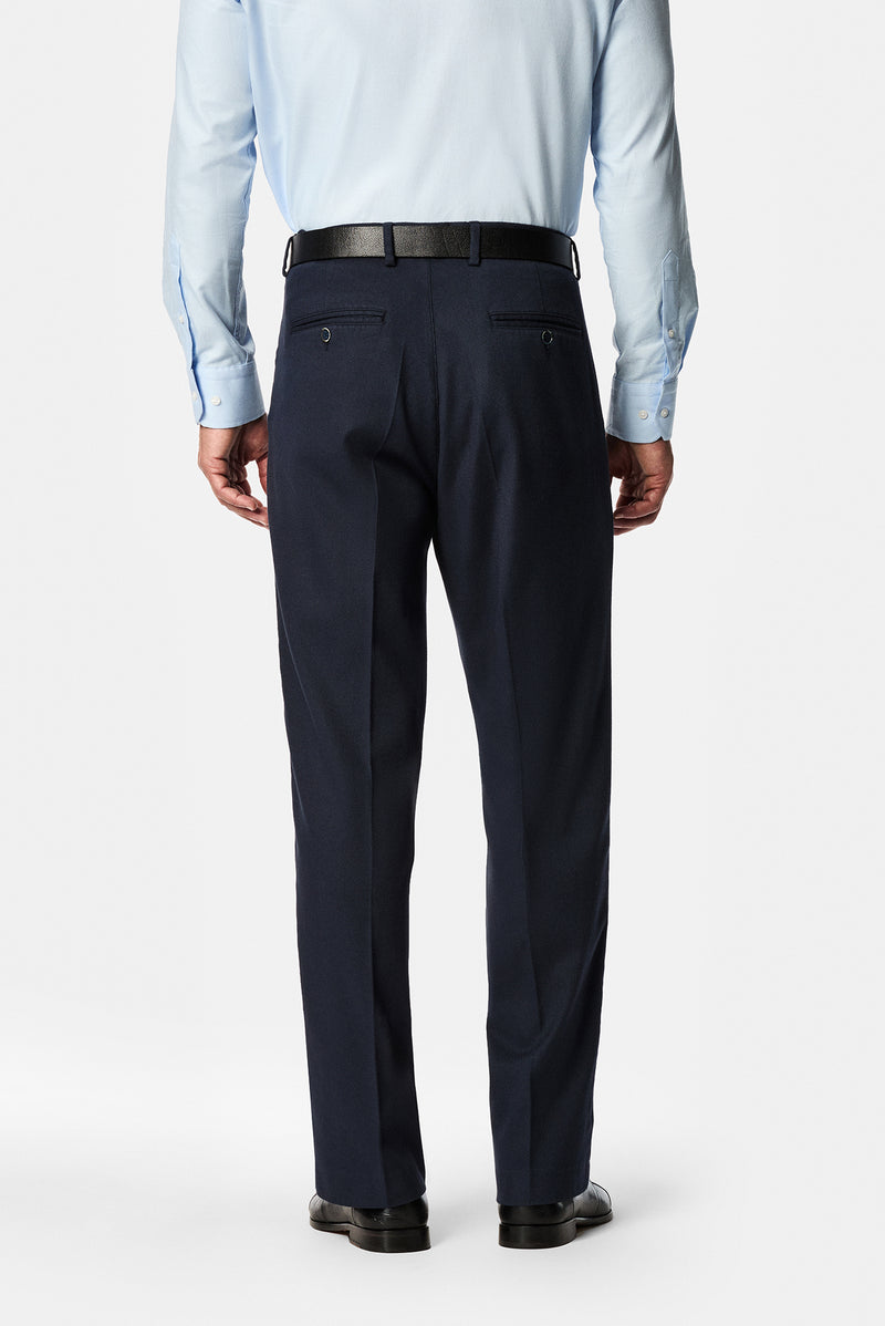 Koyu Lacivert Straight Wide Leg Modal Karışımlı Pileli Desenli Pantolon