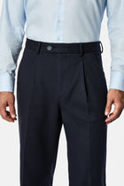 Koyu Lacivert Straight Wide Leg Modal Karışımlı Pileli Desenli Pantolon
