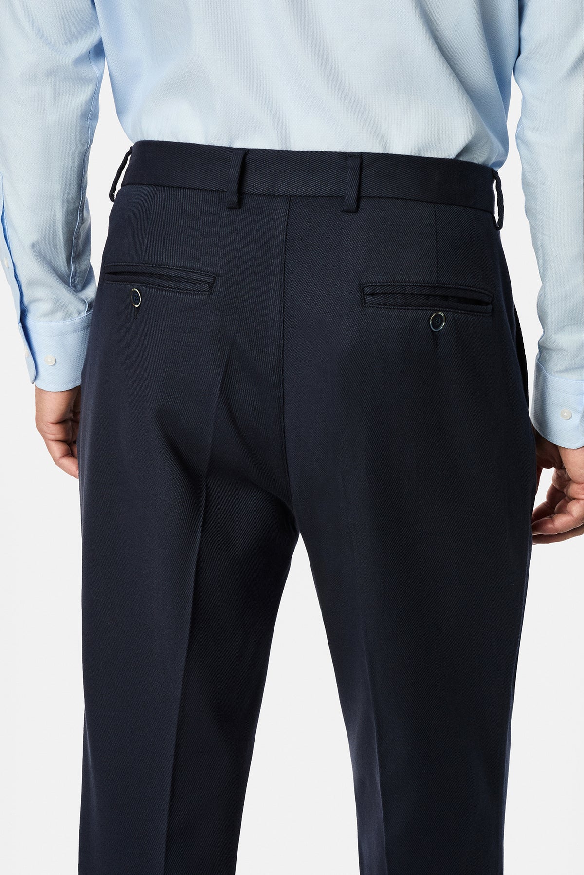 Koyu Lacivert Straight Wide Leg Modal Karışımlı Pileli Desenli Pantolon