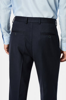 Koyu Lacivert Straight Wide Leg Modal Karışımlı Pileli Desenli Pantolon