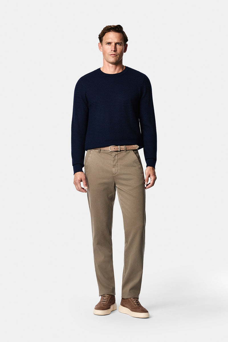 Orta Haki Regular Fit Standart Kesim Lyocell Karışımlı 5 Cep Kanvas / Chino Pantolon