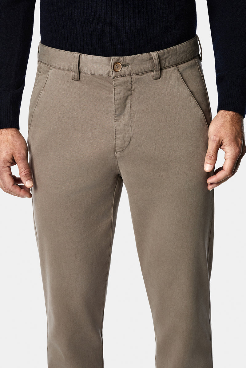 Koyu Vizon Regular Fit Standart Kesim Lyocell Karışımlı 5 Cep Kanvas / Chino Pantolon