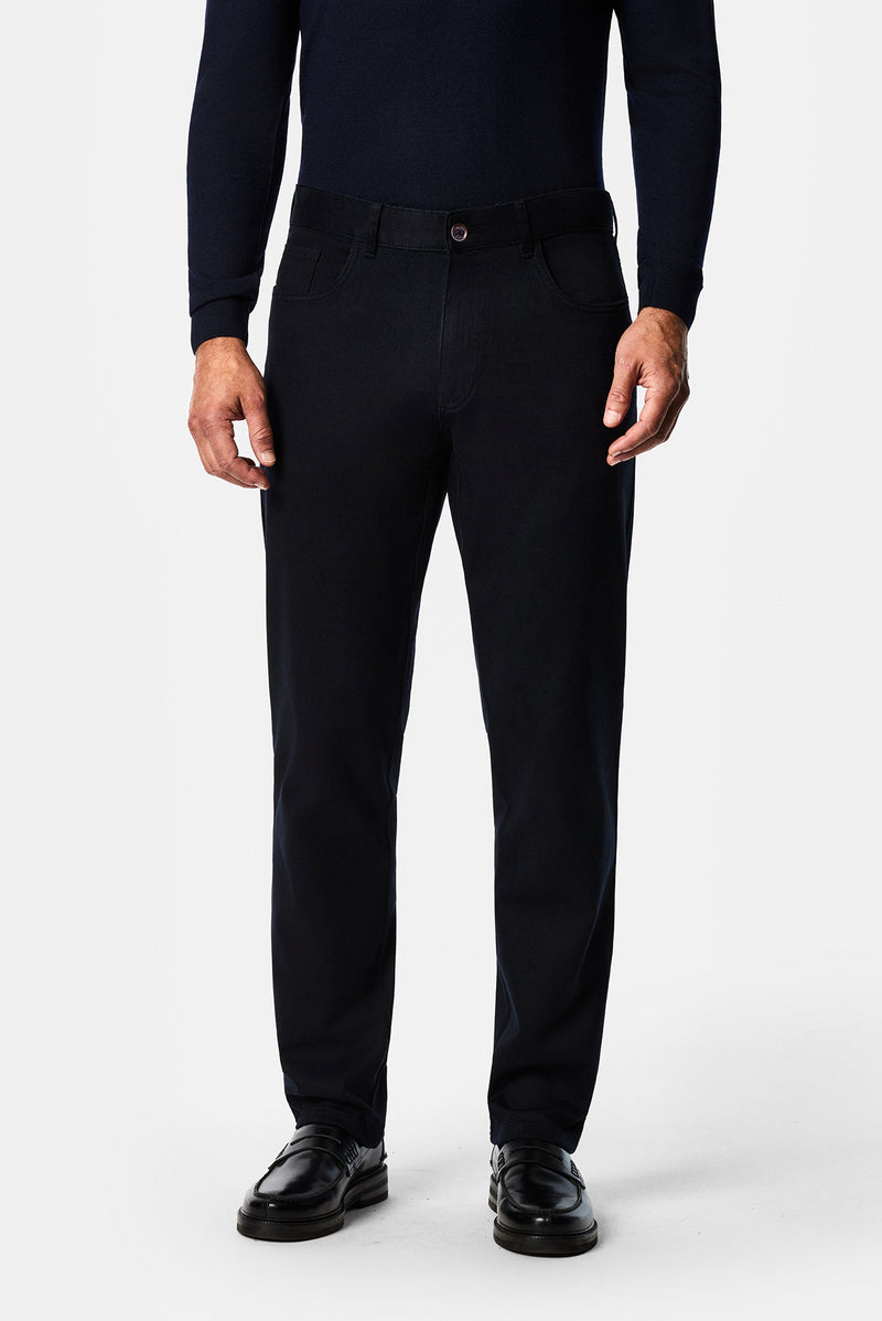 Koyu Lacivert Regular Fit Lyocell Karışımlı 5 Cep Casual Pantolon