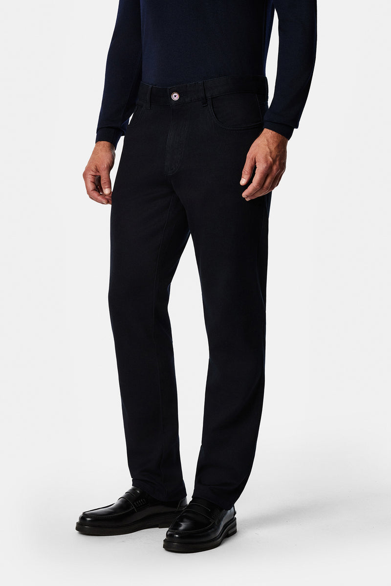 Koyu Lacivert Regular Fit Lyocell Karışımlı 5 Cep Casual Pantolon