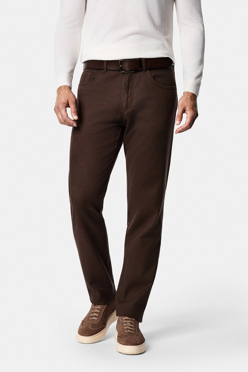 Koyu Kahve Regular Fit Standart Kesim Lyocell Karışımlı 5 Cep Chino / Kanvas Pantolon