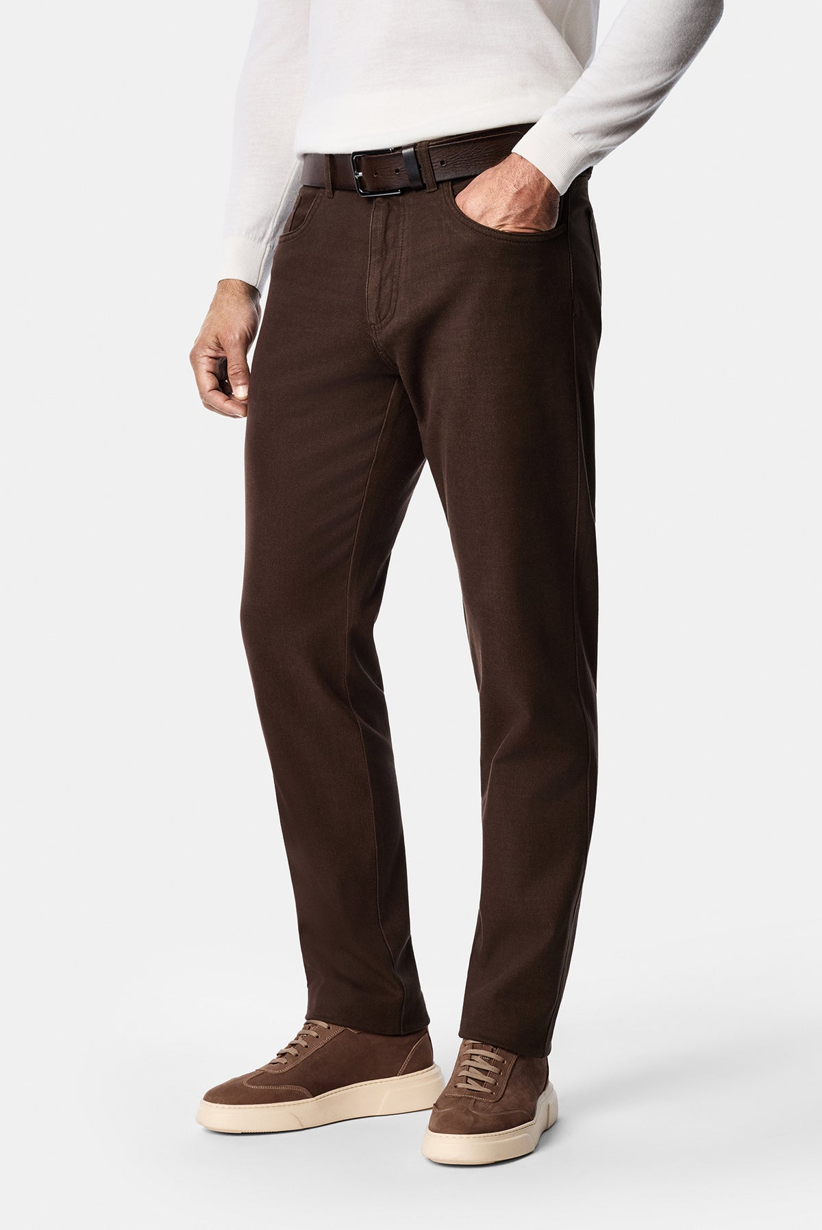 Koyu Kahve Regular Fit Standart Kesim Lyocell Karışımlı 5 Cep Chino / Kanvas Pantolon