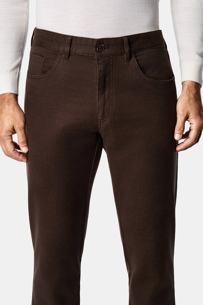 Koyu Kahve Regular Fit Standart Kesim Lyocell Karışımlı 5 Cep Chino / Kanvas Pantolon