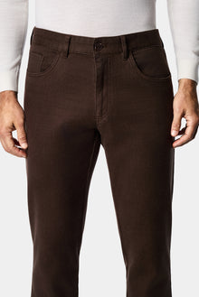 Koyu Kahve Regular Fit Standart Kesim Lyocell Karışımlı 5 Cep Chino / Kanvas Pantolon
