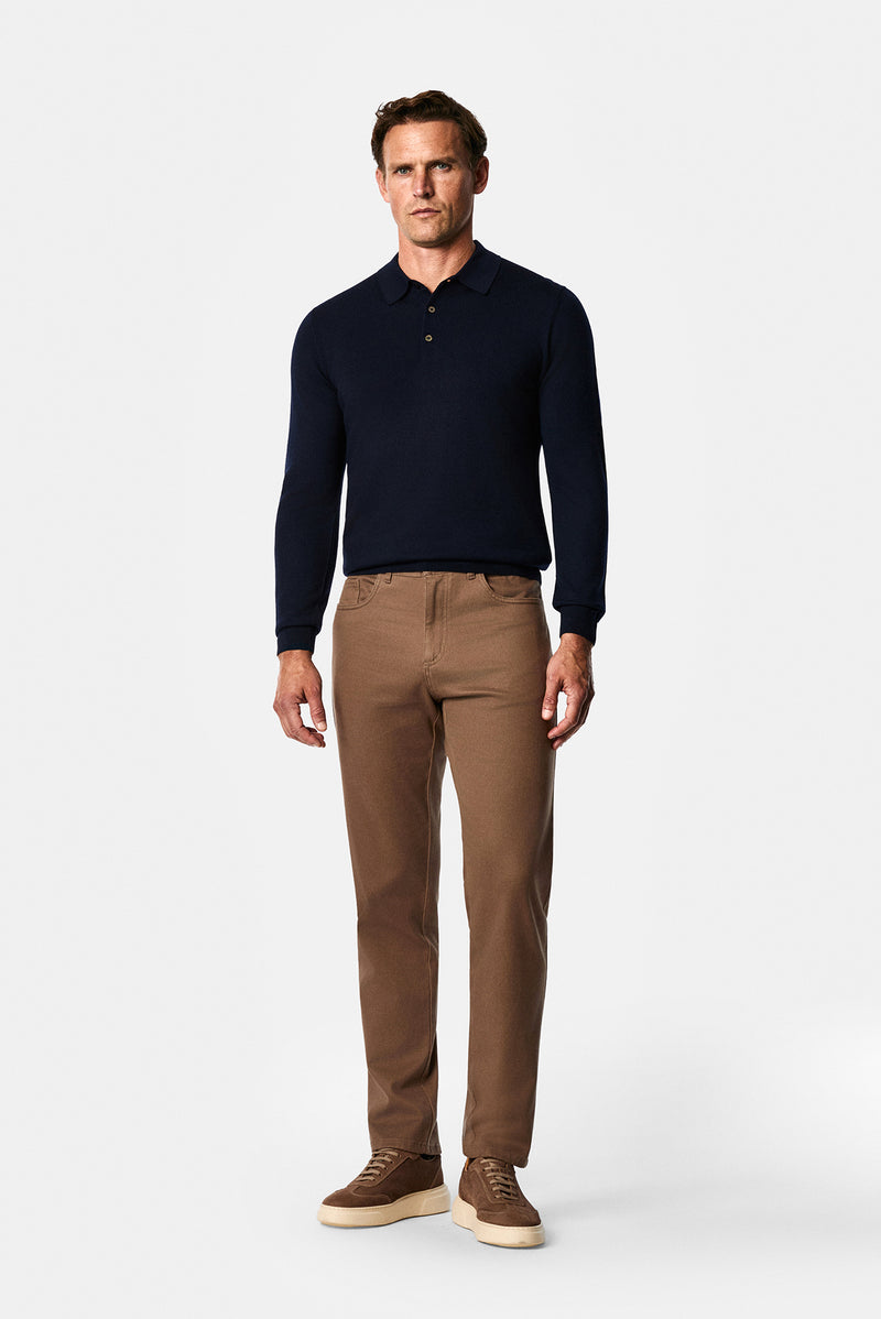 Koyu Bej Regular Fit Lyocell Karışımlı 5 Cep Casual Pantolon