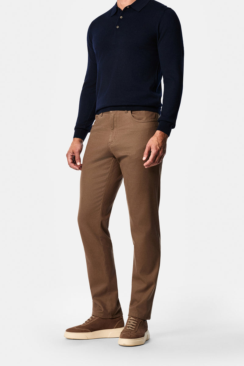 Koyu Bej Regular Fit Lyocell Karışımlı 5 Cep Casual Pantolon