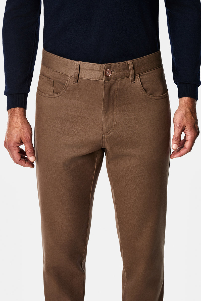 Koyu Bej Regular Fit Lyocell Karışımlı 5 Cep Casual Pantolon