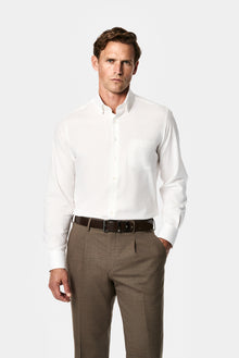 Beyaz Uzun Kol Regular Fit Klasik Yaka Nakışlı Cepli Desenli %100 Pamuk Gömlek