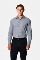 Koyu Lacivert Uzun Kol Slim Fit Klasik Yaka Ekose %100 Pamuk Gömlek