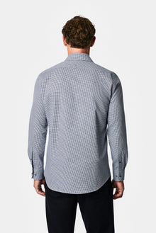 Koyu Lacivert Uzun Kol Slim Fit Klasik Yaka Ekose %100 Pamuk Gömlek