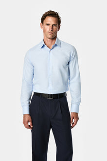 Açık Mavi Uzun Kol Slim Fit Klasik Yaka Ekose %100 Pamuk Gömlek