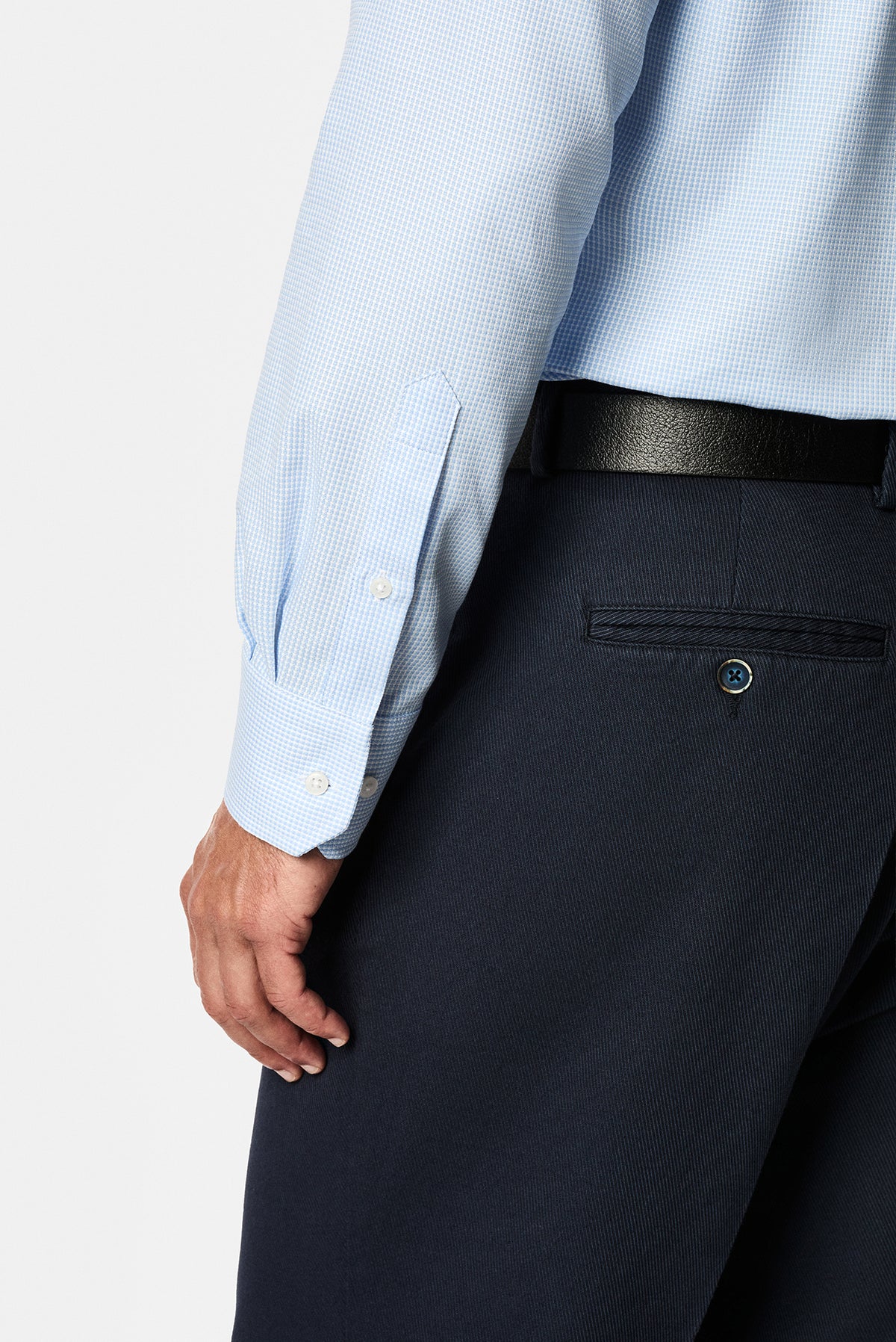 Açık Mavi Uzun Kol Slim Fit Klasik Yaka Ekose %100 Pamuk Gömlek